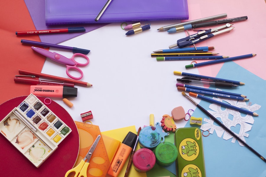 Back to school art and stationary supplies